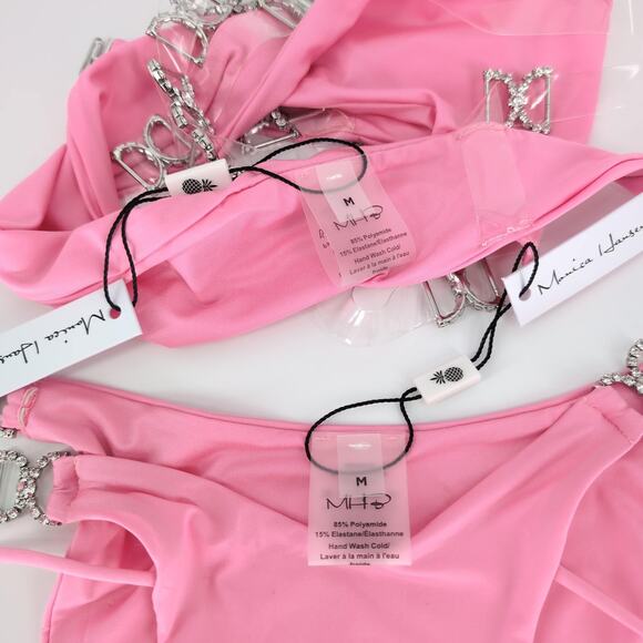 Monica Hansen Beachwear Shine Like A Diamond Pink Panther Bikini Set -Size M NWT - Picture 9 of 14